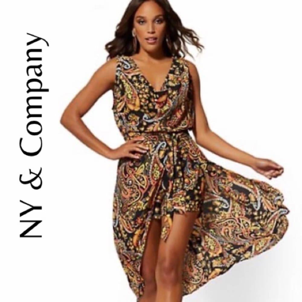 Paisley Cowl Neck Overlay Romper
